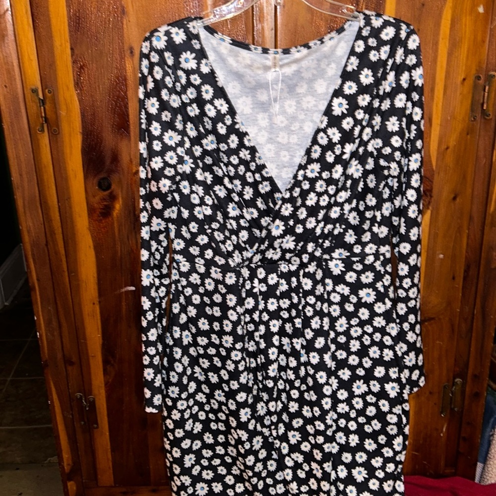 Long Sleeve Mock Wrap Dress